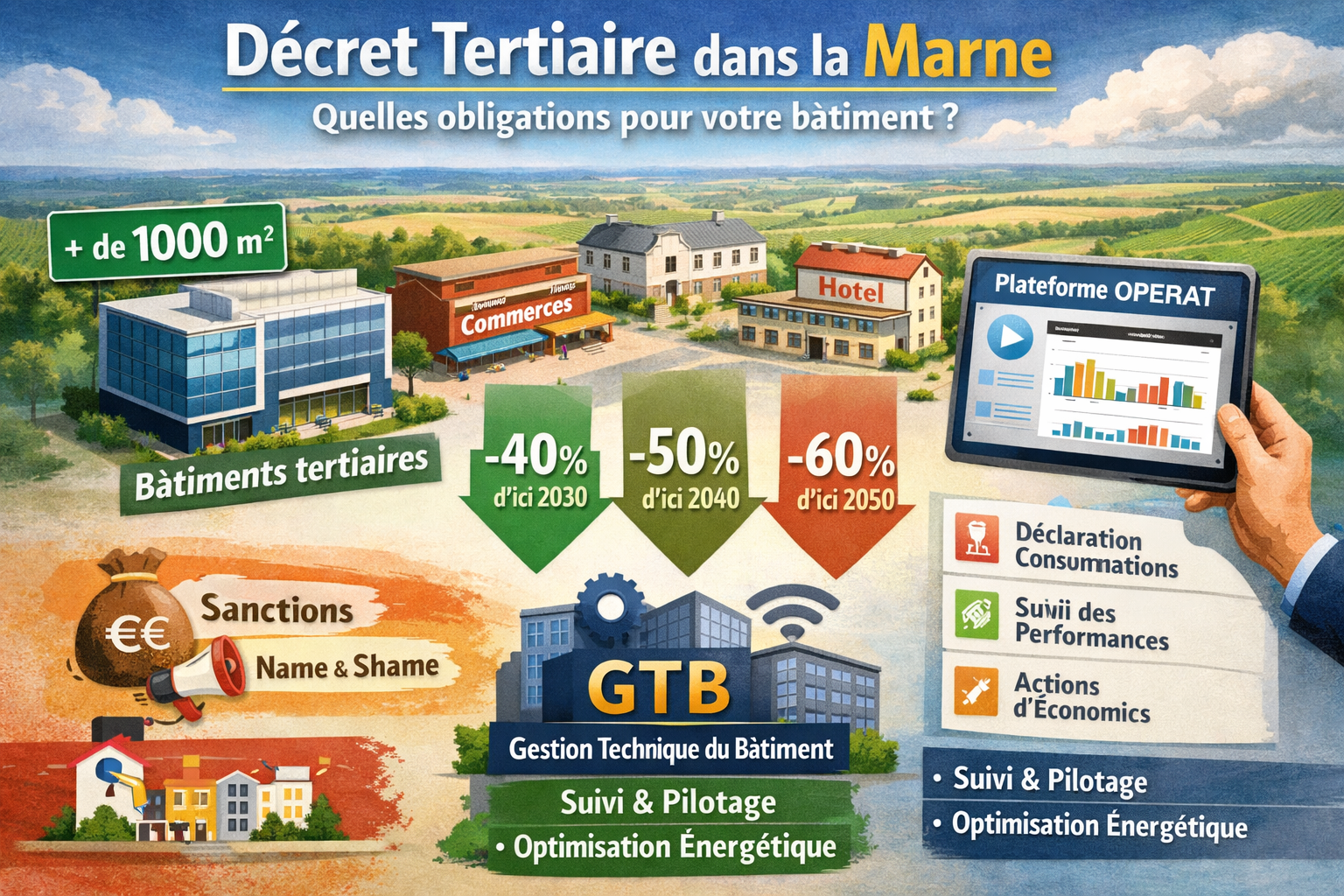 Décret tertiaire dans la Marne : quelles obligations pour votre bâtiment ?