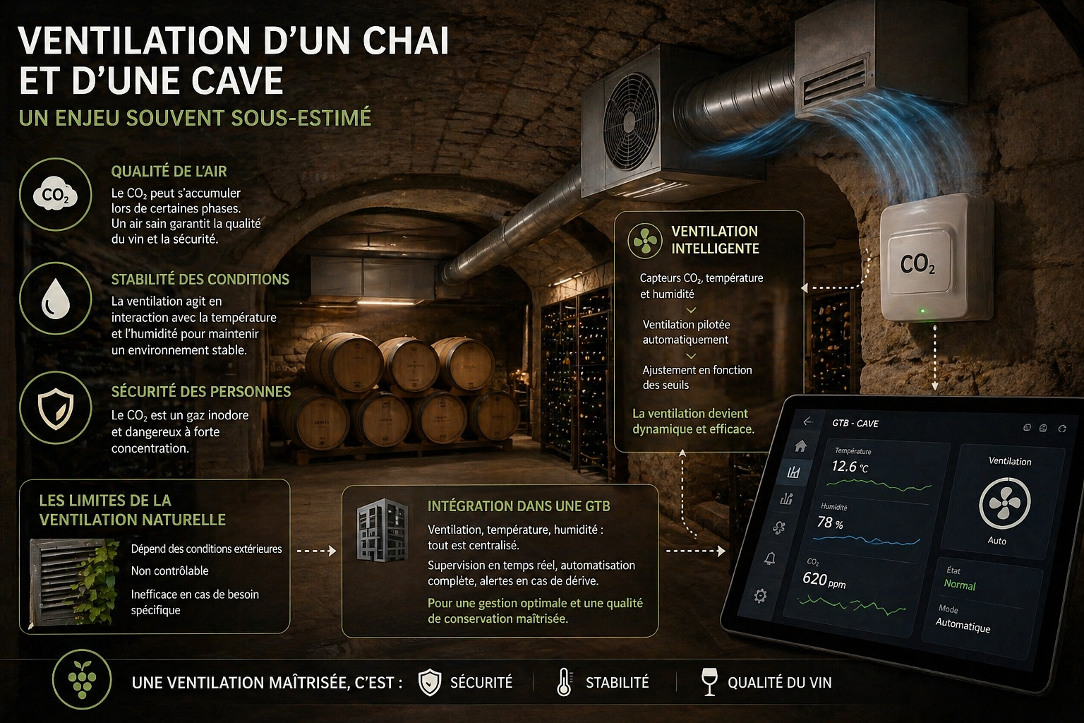 Ventilation d’un chai et d’une cave : un enjeu souvent sous-estimé